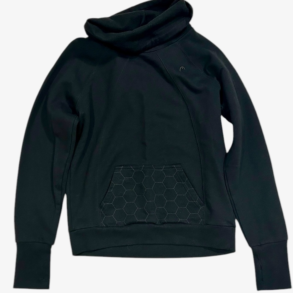 Head Women’s Black Hoodie Sweatshirt With Crowl‎ Neck Kangaroo Pocket Size Small